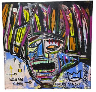 After BASQUIAT Oil on Canvas signed SAMO 