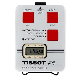 TISSOT - a digital stopwatch. Stainless steel case. Reference L-143.140. Quartz movement. LCD displa