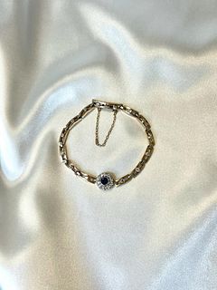 18k Art Deco Diamond Sapphire Bracelet