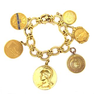 18k Medals & Coin Charm Bracelet