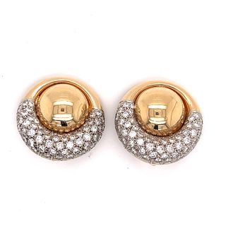 18k Diamond Round Clip Earrings