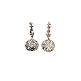 Art Deco 18k Platinum Diamond Drop Earring