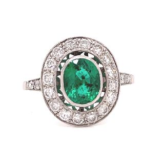 BE MINE Platinum Colombian Emerald Diamond Target RingÂ 