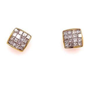 18k Square Diamond Stud Earrings