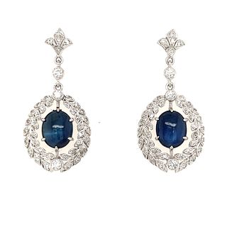 18k Diamond Sapphire Rosetta Drop Earrings