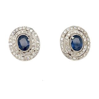 Platinum Sapphire Diamond Earring Â 