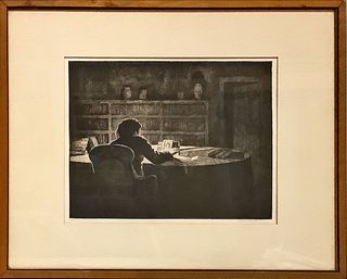 George A Bradshaw 1880-1968 "The Raven" circa 1936 dry point etching ,signed, image size 11.5" x 8.5"