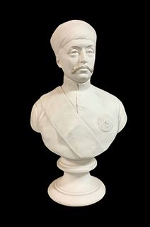 Parian bust measuring 12.5" high marked Minton, minor damage/repair to mustache