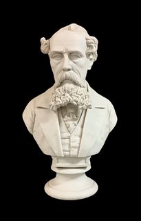 Parian bust of Dickens measuring 14.5" high