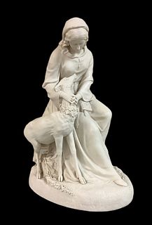 Parian statue of "Emily and the White Doe" by Copeland measuring 18.5" high