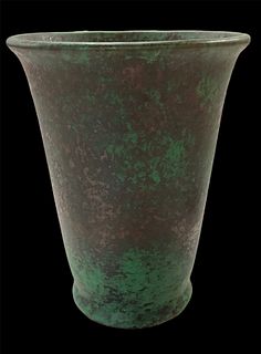 Weller copper tone glaze hand made vase 10" high.