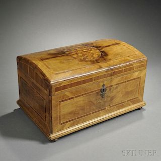 German Walnut- and Marquetry-veneered Dome-top Chest