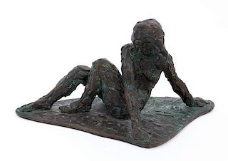 * A Bronze Female Figure Width 10 1/4 inches.