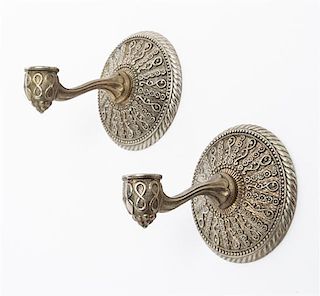 A Pair of Bronze Sconces Height 5 inches.