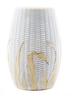 A Libbey Glass Corn Vase Height 6 1/2 inches.