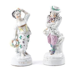 A Pair of Staffordshire Figures Height 8 3/4 inches.