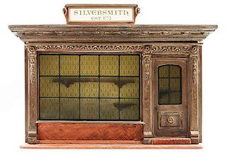 * A Georgian Style Silversmith's Shop Display Height 12 x width 17 1/2 x depth 7 1/4 inches.