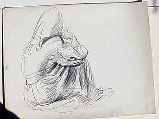 Figures, 4 Orig Drawings, Robert Von Neumann, Listed, 1949's, signed