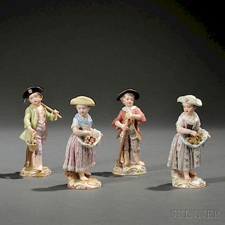 Four Meissen Porcelain Figures of Garden Children
