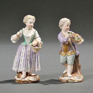 Two Meissen Porcelain Figures of Garden Children