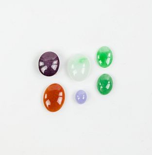 Group of Jade and Star Ruby Cabochon Stones