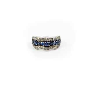 Suzy Levian Sapphire and Sterling Silver Wavy Ring