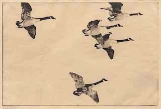 Frank W. Benson (1862-1951) Study of Geese, Three Works
