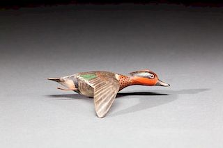 Miniature Flying Green-Winged Teal by A. Elmer Crowell (1862-1952)