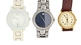 A lot of three Movado quartz wrist watches