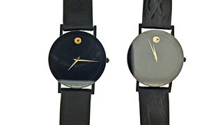 A lot of two Movado Museum ref. 87-40-882N quartz wrist watches