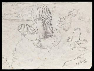 Owen Gromme (1896-1991) Two Owl Drawings