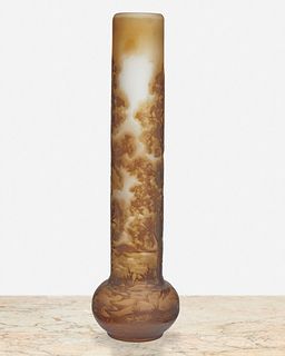 A Galle cameo glass landscape vase
