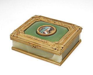 A French guilloche enamel and onyx box