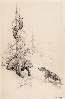 Aiden Lassell Ripley (1896-1969) Dog Meets Bear and Cubs