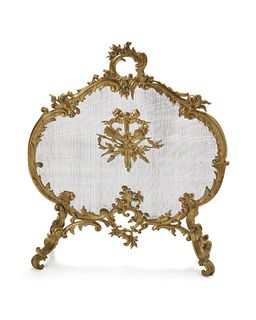 A French Louis XV-style gilt-bronze fire screen