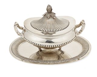 A Portuguese sterling silver tureen and platter