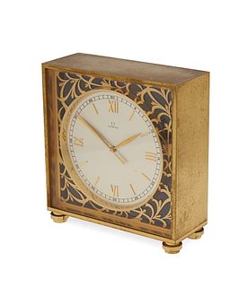 An Omega "Deluxe" gilt-brass table clock, no. 5506