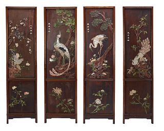 A set of Chinese mother-of-pearl inlaid panels