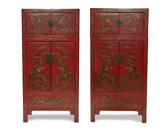 A pair of large Chinese cabinets