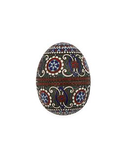 A Russian silver and enamel egg
