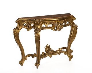 An Italian carved giltwood console table