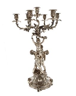 A large Christofle silver plate candelabrum