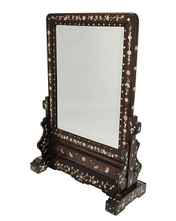 A Chinese mother-of-pearl inlaid table mirror
