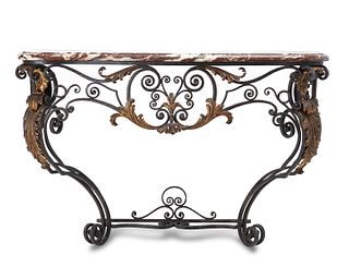 An Italian wrought-iron console table