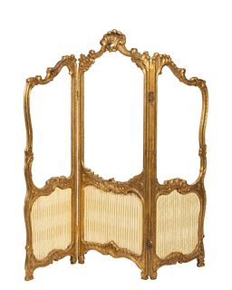 A French Louis XV-style folding paravent screen