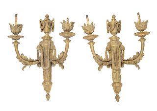 A pair of French bronze wall sconces