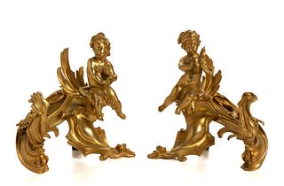A pair of French figural chenets