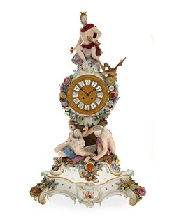 A monumental Meissen porcelain mantel clock