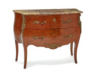A French Louis XV-style marquetry commode