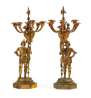 A pair of gilt-bronze candelabra
